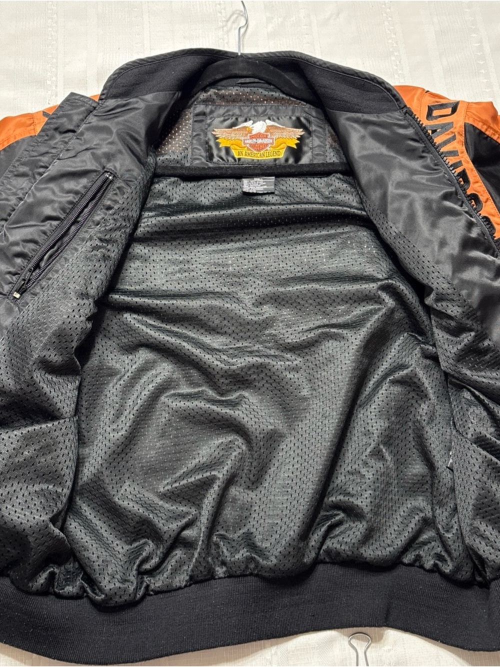 Harley-Davidson Men’s Black and Orange Bomber / Riding  Jacket- Size Small - Picture 8 of 9